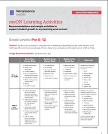 myON Learning Activities document