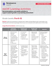 myON learning activities document
