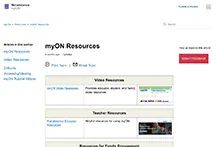Screen shot of the myON Resources and Mobile App help page