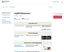 Screen shot of myON help article about mobile resources