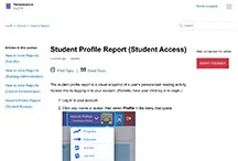 Screen shot of the Student Profile Report (Student Access) help article